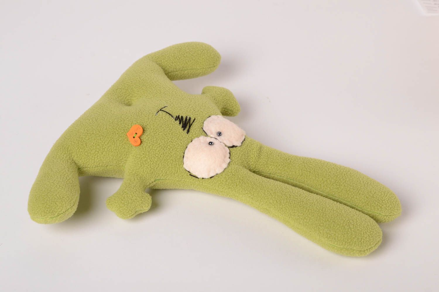 Handmade cute beautiful toy unusual green funny toy textile animal toy photo 3