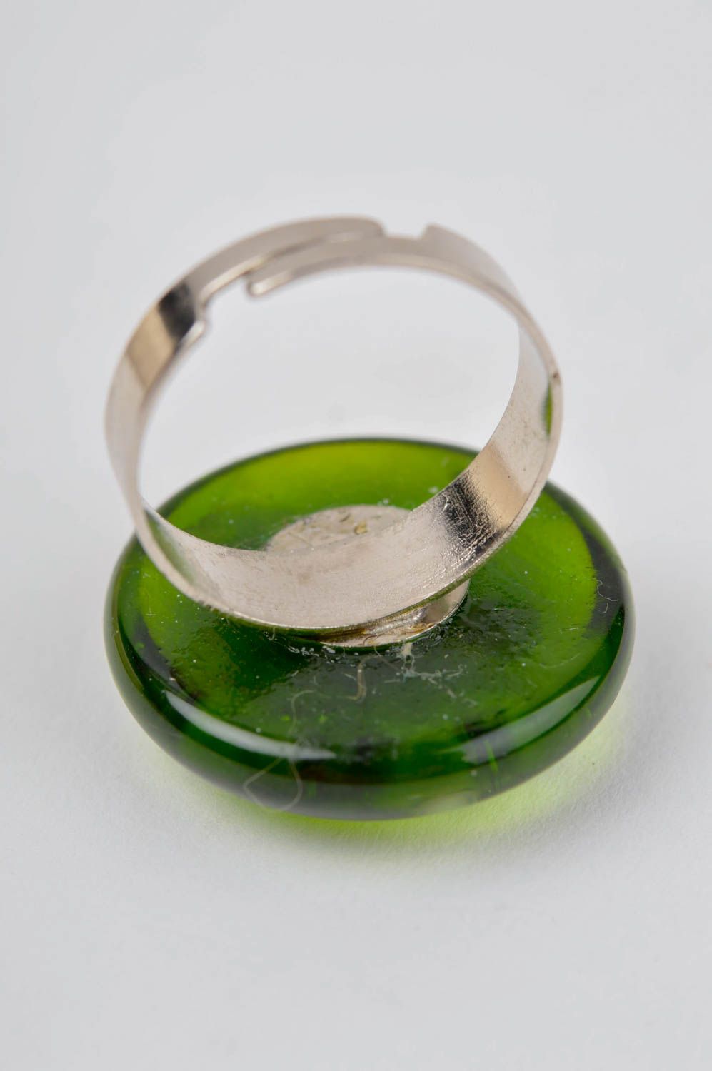 Bague ronde verre vert Bijou fait main Accessoire mode design original photo 3