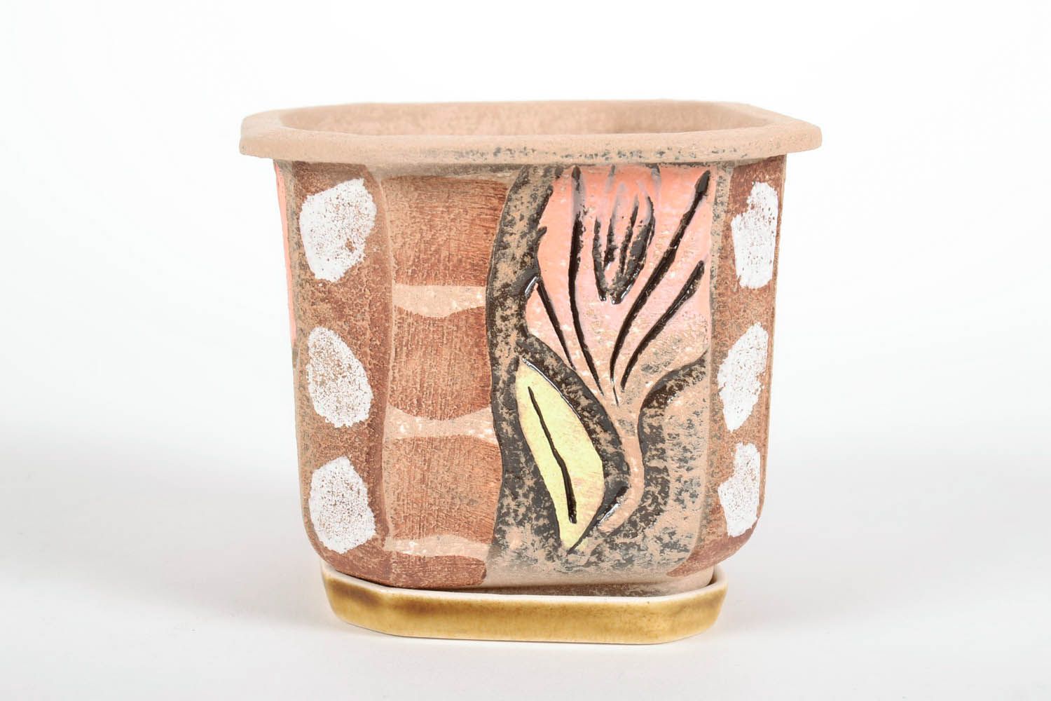 Flower pot made of faience clay photo 2