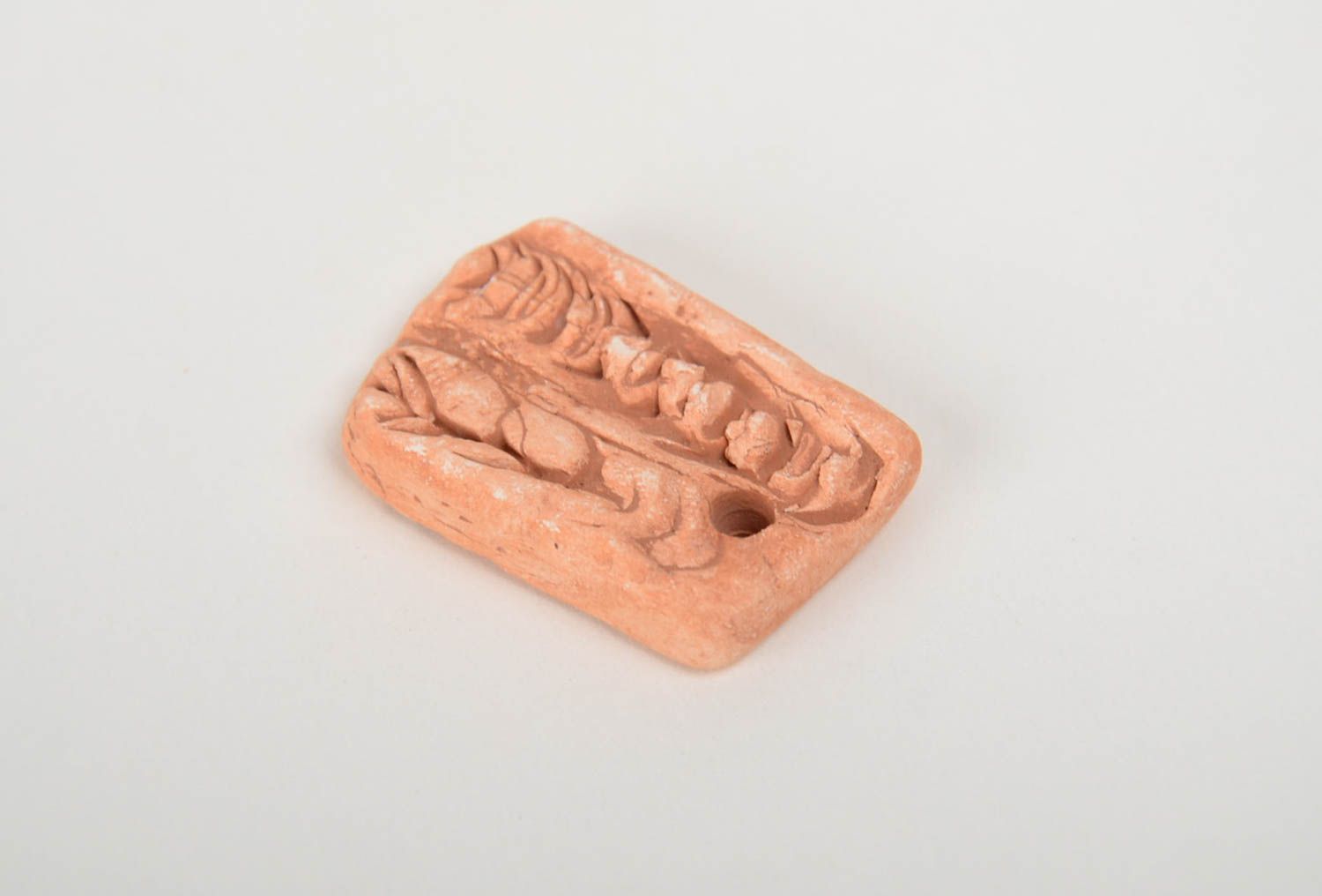 Small handmade rectangular clay craft blank for pendant making DIY photo 4