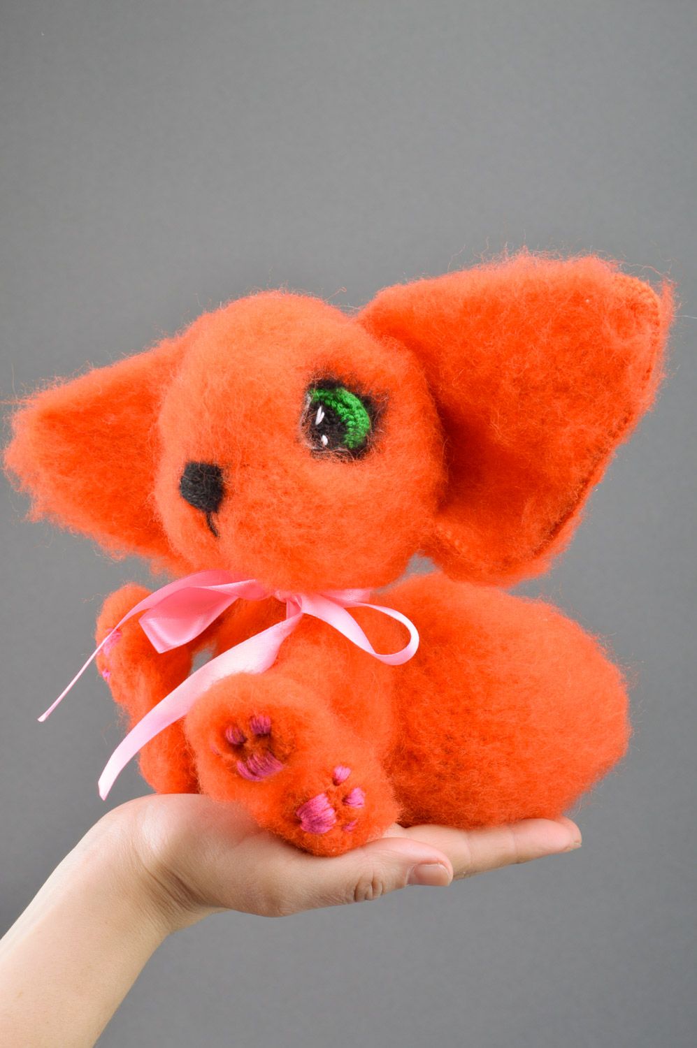 Handmade soft crochet toy fox for children from 3 years old photo 3