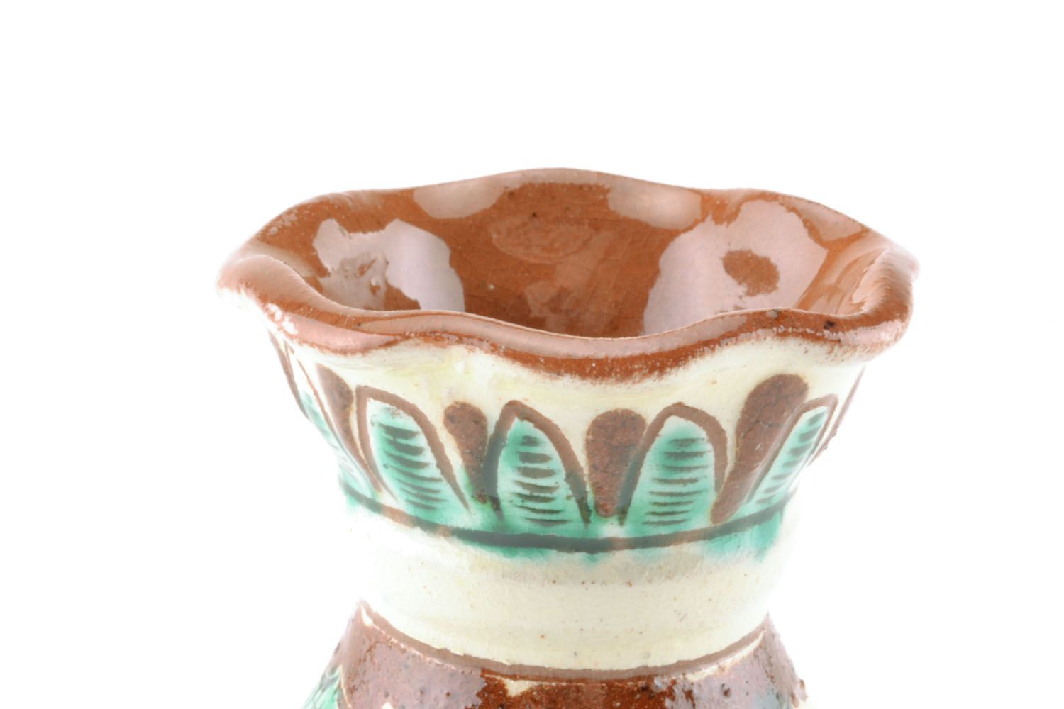 Small village-style ethnic ceramic glazed 5 oz flower vase for home décor 2,4, 0,29 lb photo 3