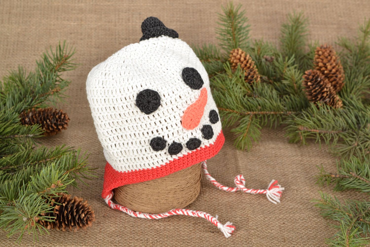 Cappello di lana fatto a mano pupazzo di neve accessorio divertente da bambini
 foto 1