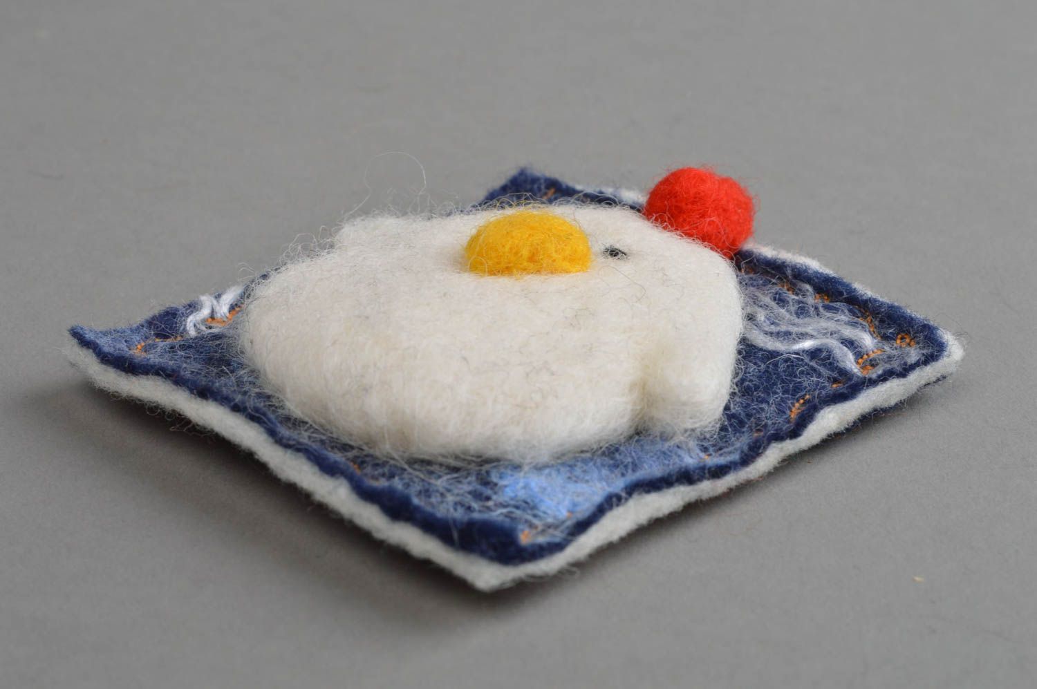 Fridge magnet for children made of wool with small toy handmade kitchen decor photo 2