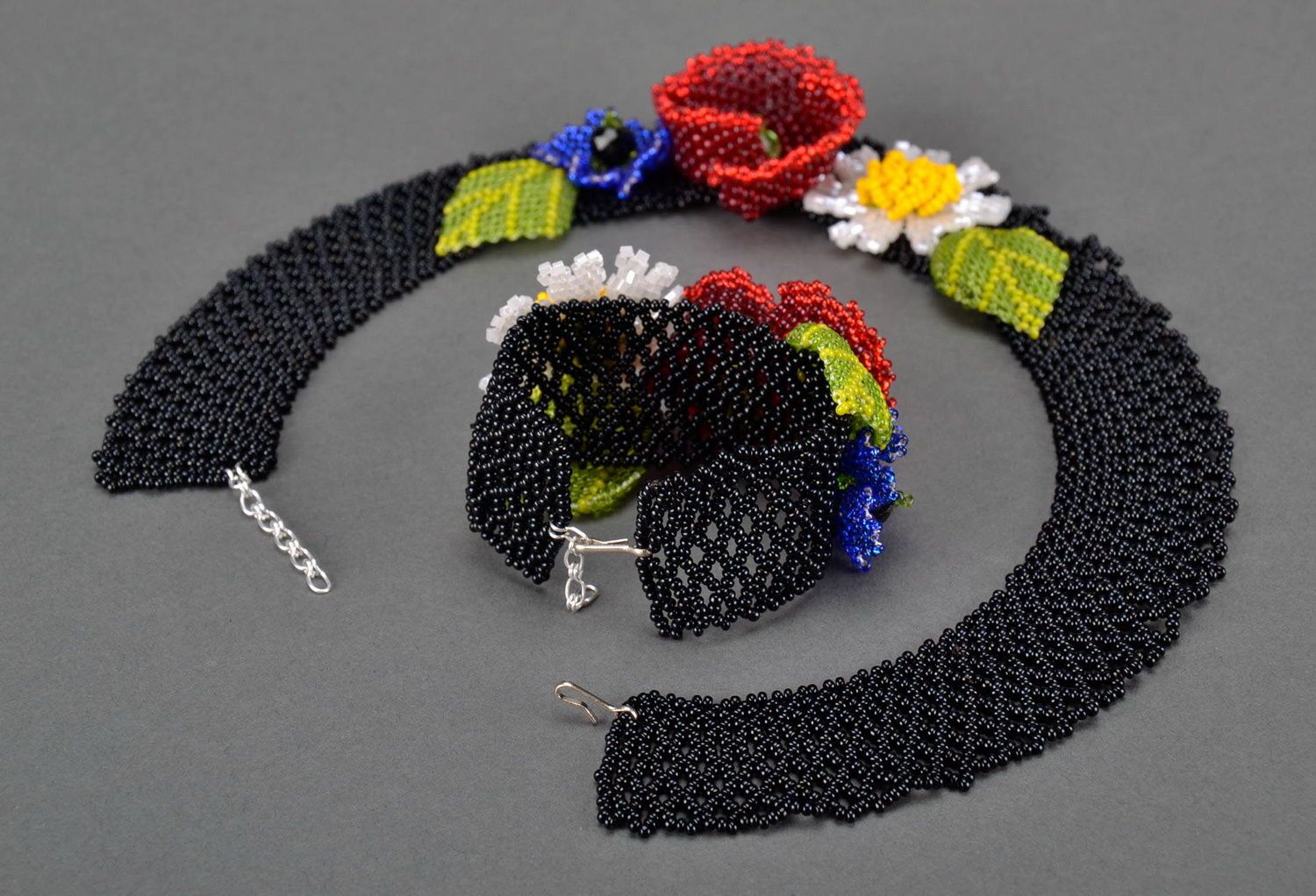 Parure collier bracelet Bijoux faits main en perles de rocaille Cadeau femme photo 3