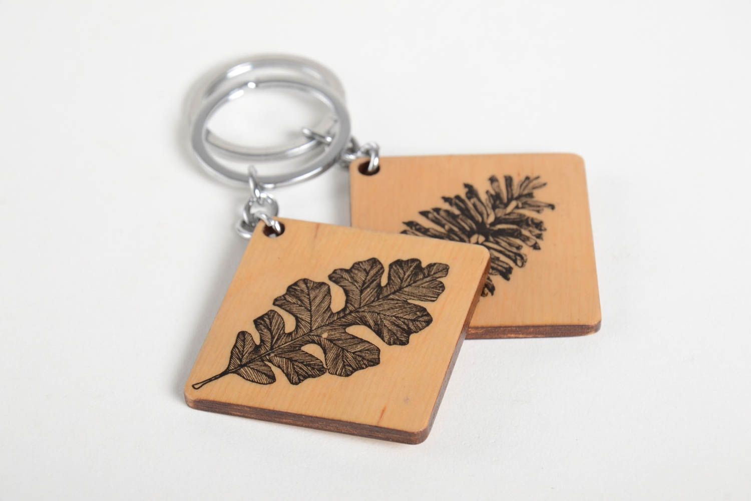 Handmade key chains 2 key rings wooden gifts designer accessories souvenir ideas photo 3