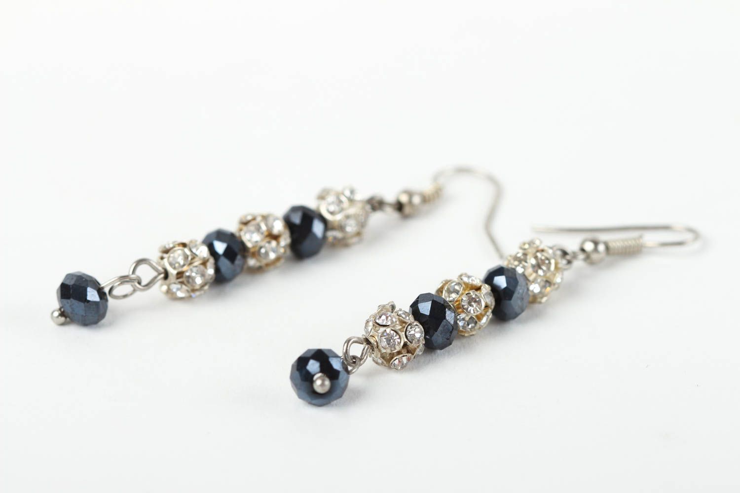 Handmade long beaded earrings crystal earrings fashion accessories for girls photo 3