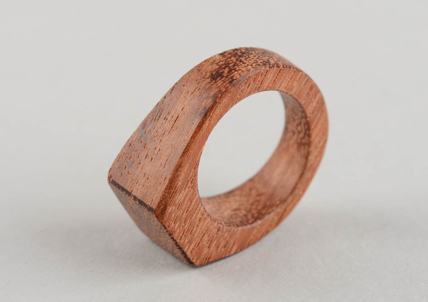 Handmade designer laconic wooden carved eco friendly jewelry ring unisex jewelry photo 5