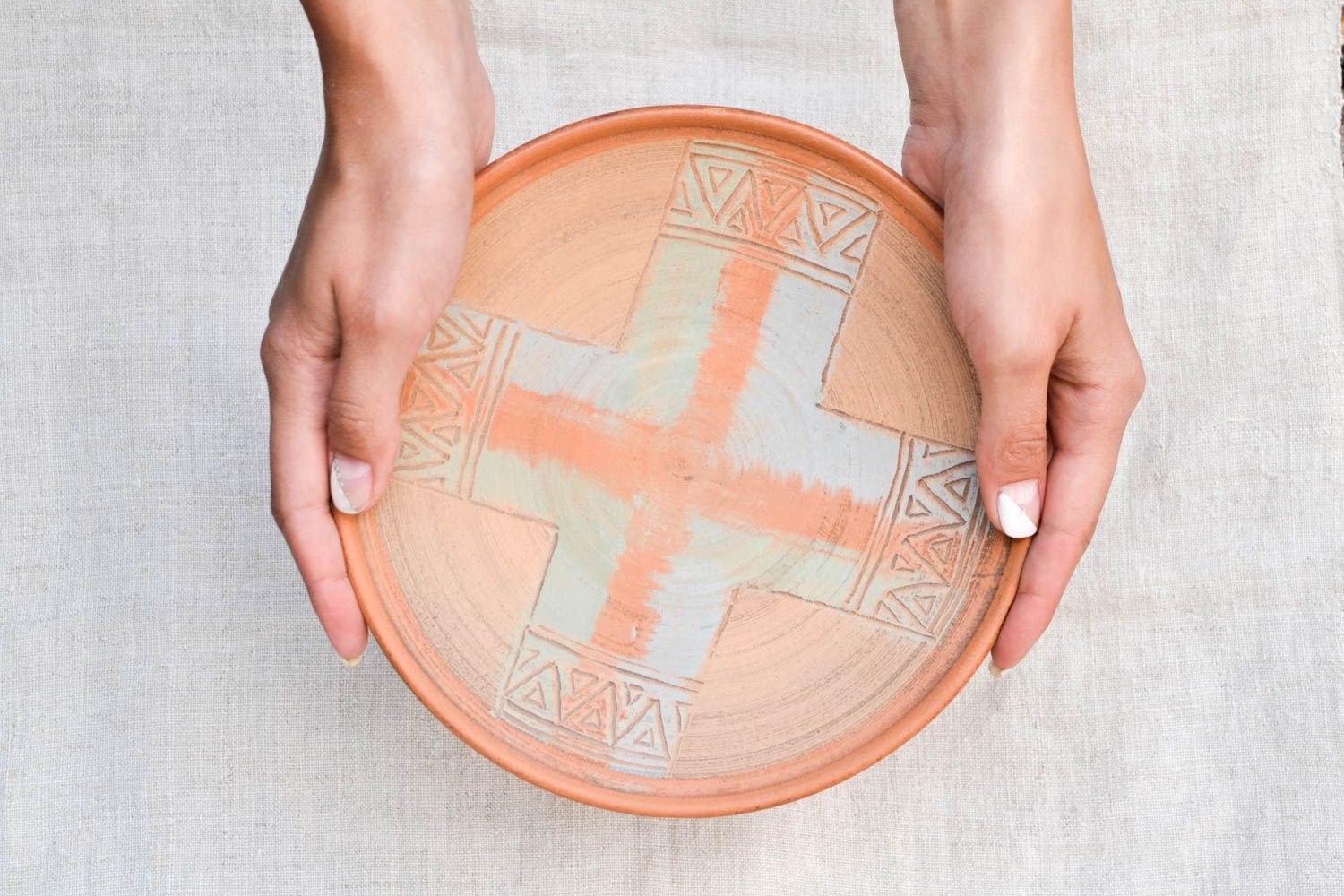 Assiette céramique faite main Vaisselle décorative en argile Couverts de table photo 2