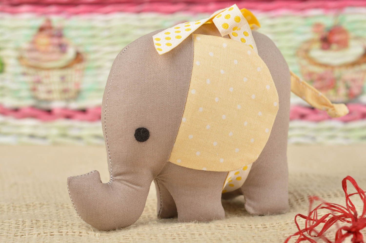 Charming textile elephant handmade designer soft toy unusual interior toy photo 1