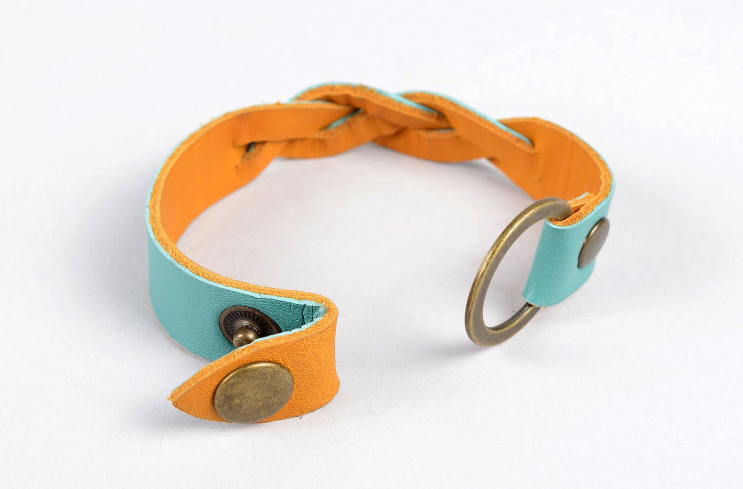 Handmade leather bracelet blue wrist jewelry stylish cute bracelet gift photo 3