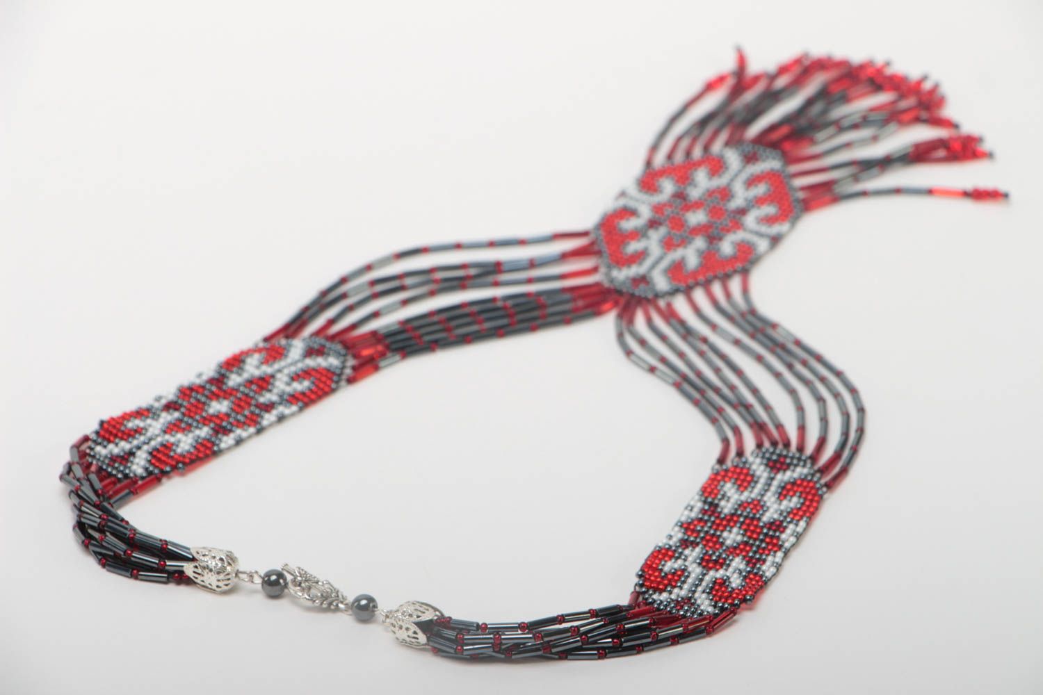 Beaded designer necklace unusual ethnic gerdan handmade accessory present photo 4