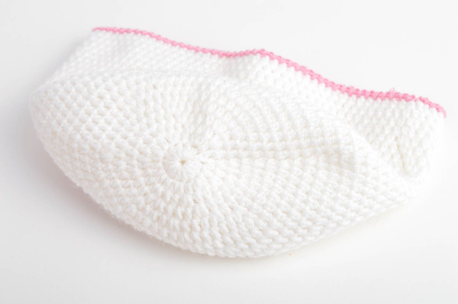 Bonnet tricot fait main Chapeau au crochet coton acrylique Vêtement fille photo 4
