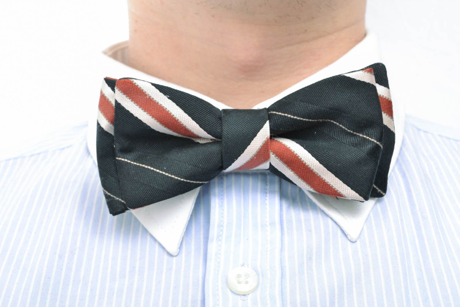 Cotton bow tie with fastener photo 4