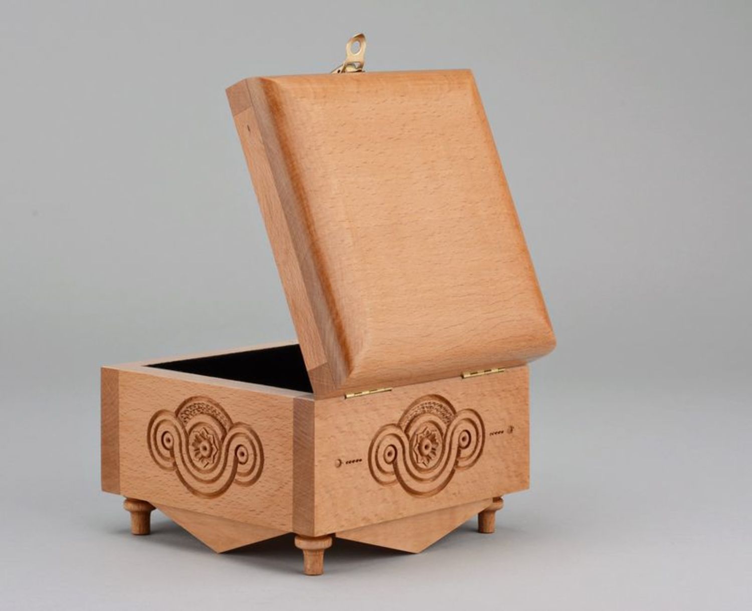 Scrigno quadrato fatto a mano cofanetto di legno scatola di legno per gioielli foto 5