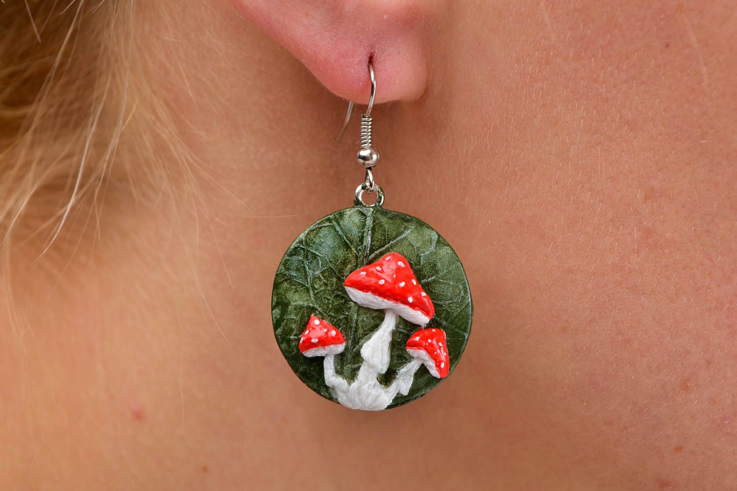 Damen Ohrringe handmade Designer Schmuck Accessoires für Frauen rot grün weiß foto 2