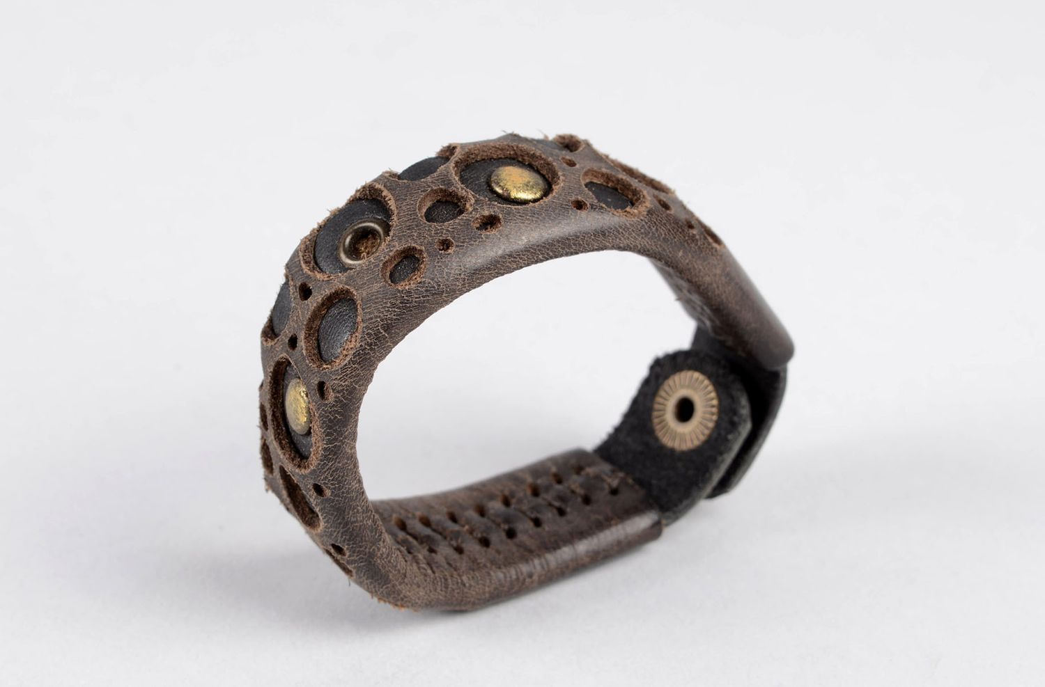 Кожаный браслет ручной работы украшение из натуральной кожи браслет на руку  фото 3