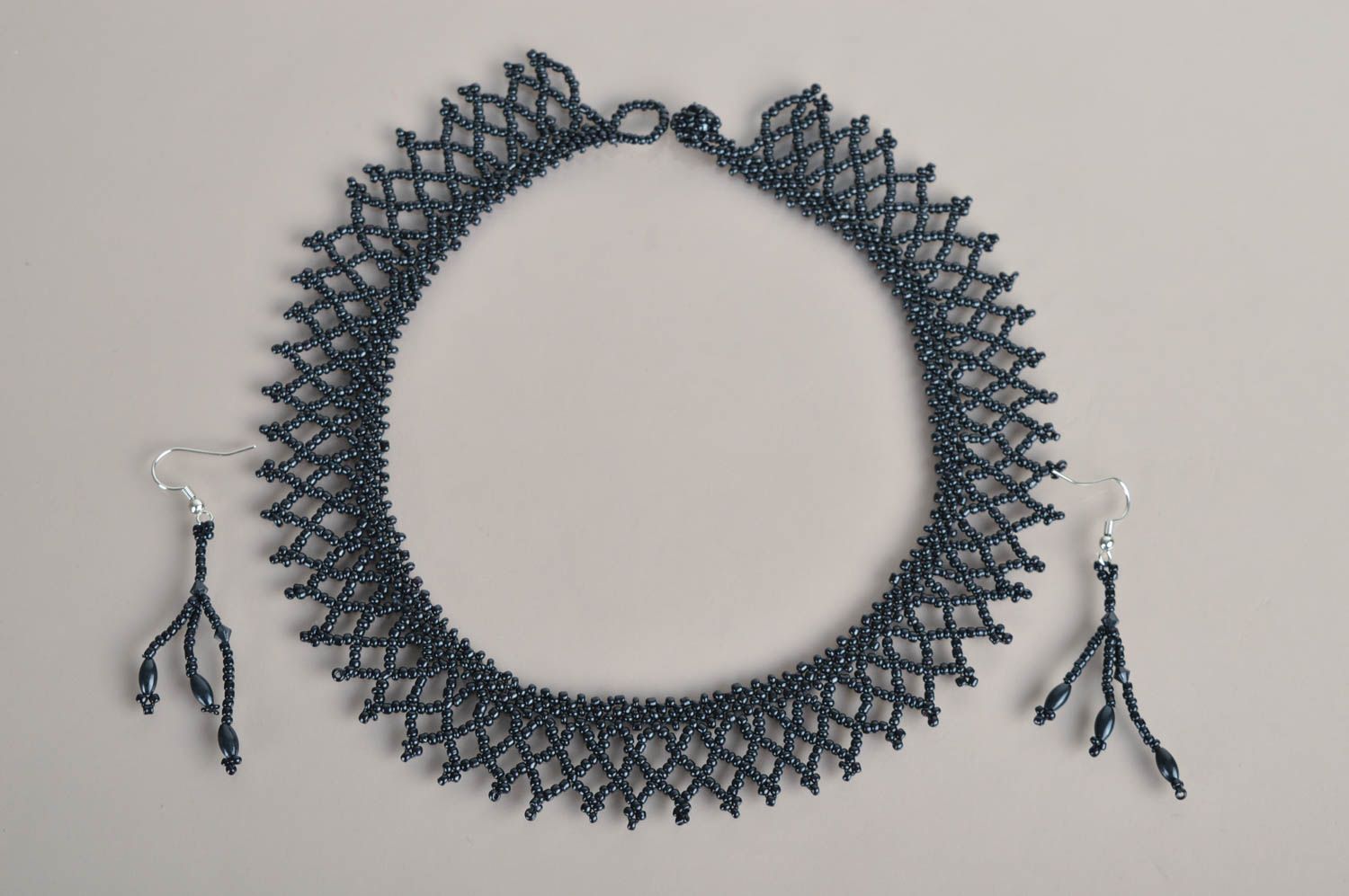 Колье из бисера украшение ручной работы ожерелье из бисера серьги из бисера фото 3