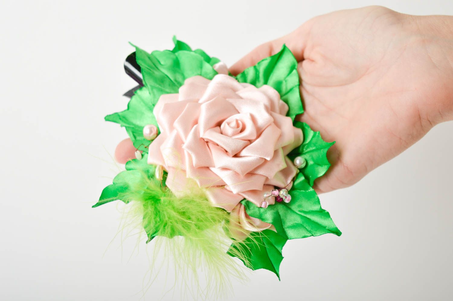 Handmade Haarspange Blume Damen Modeschmuck Accessoire für Haare groß stilvoll foto 4