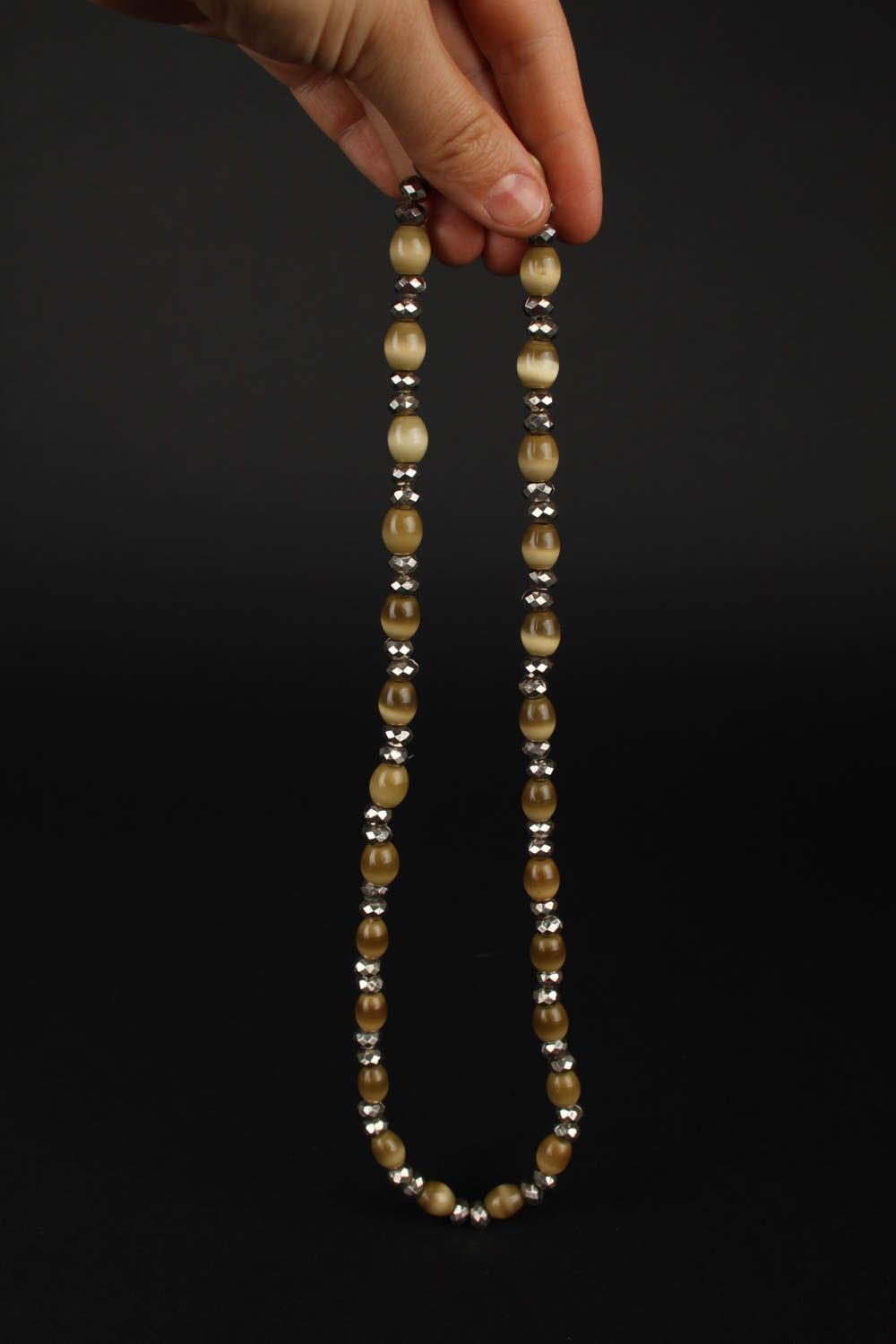 Handmade necklace with natural stone designer beaded jewelry festive necklace photo 4
