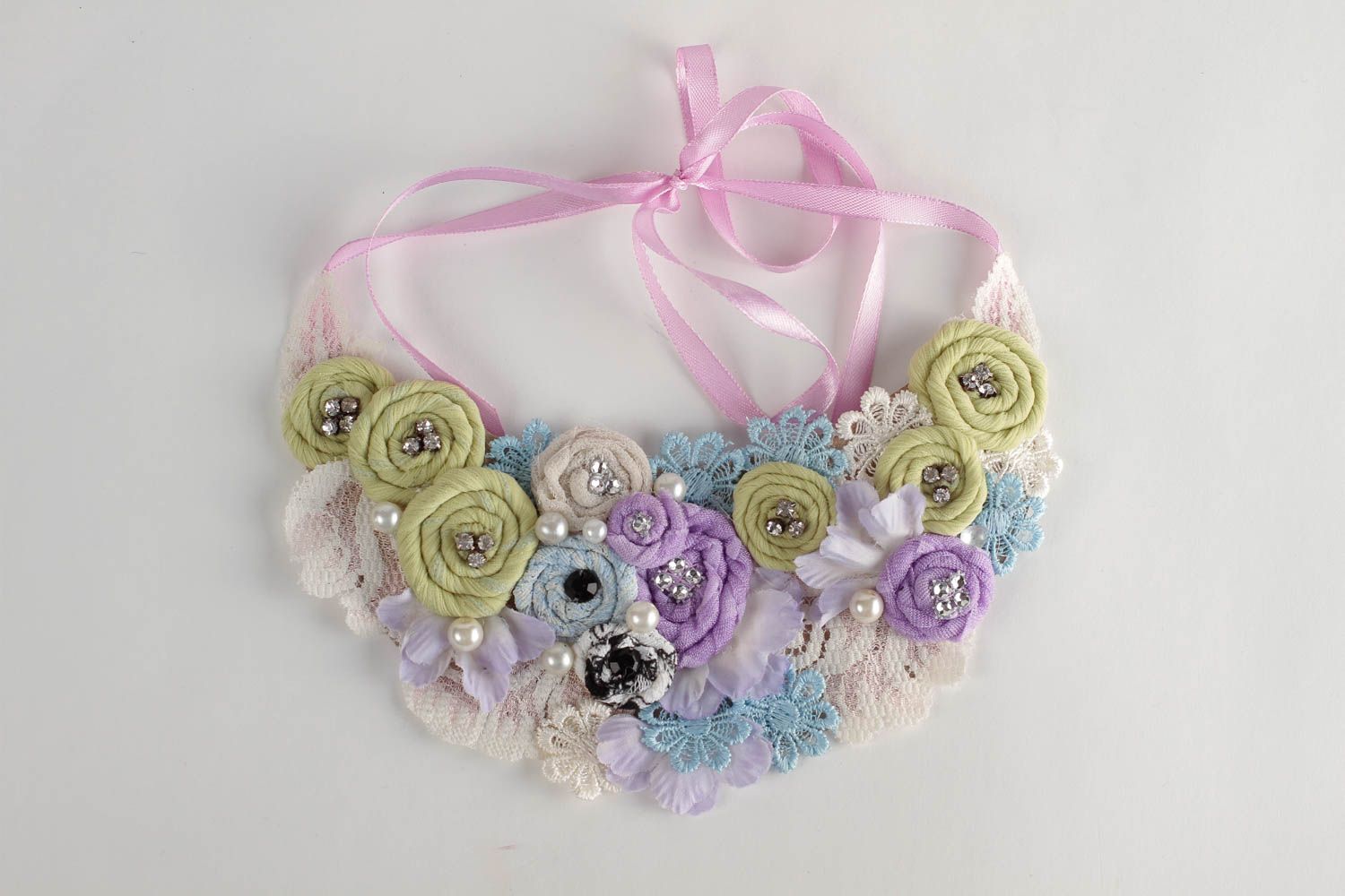 Handmade flower necklace textile necklace costume jewelry designs gifts for her photo 4
