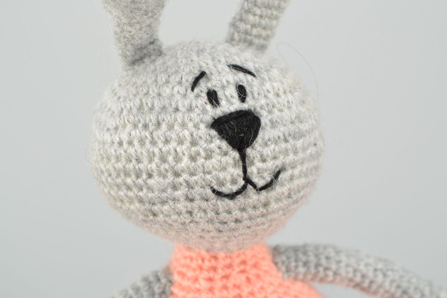 Handmade soft crochet toy Rabbit in pink photo 3