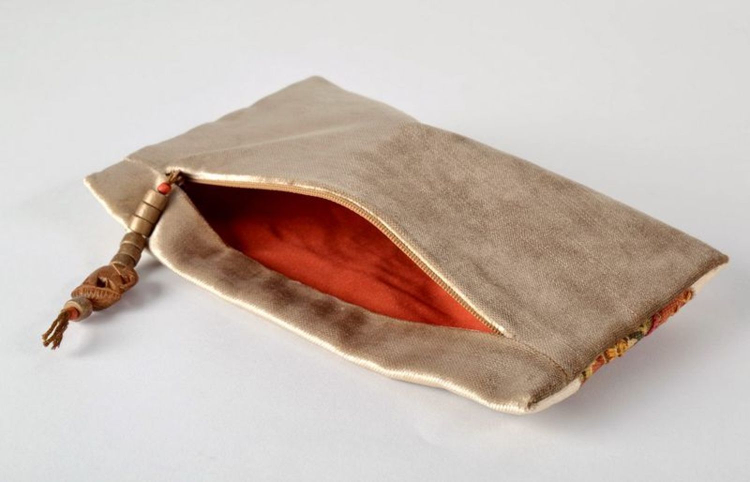 Beauty bag - clutch with orange pattern  photo 1