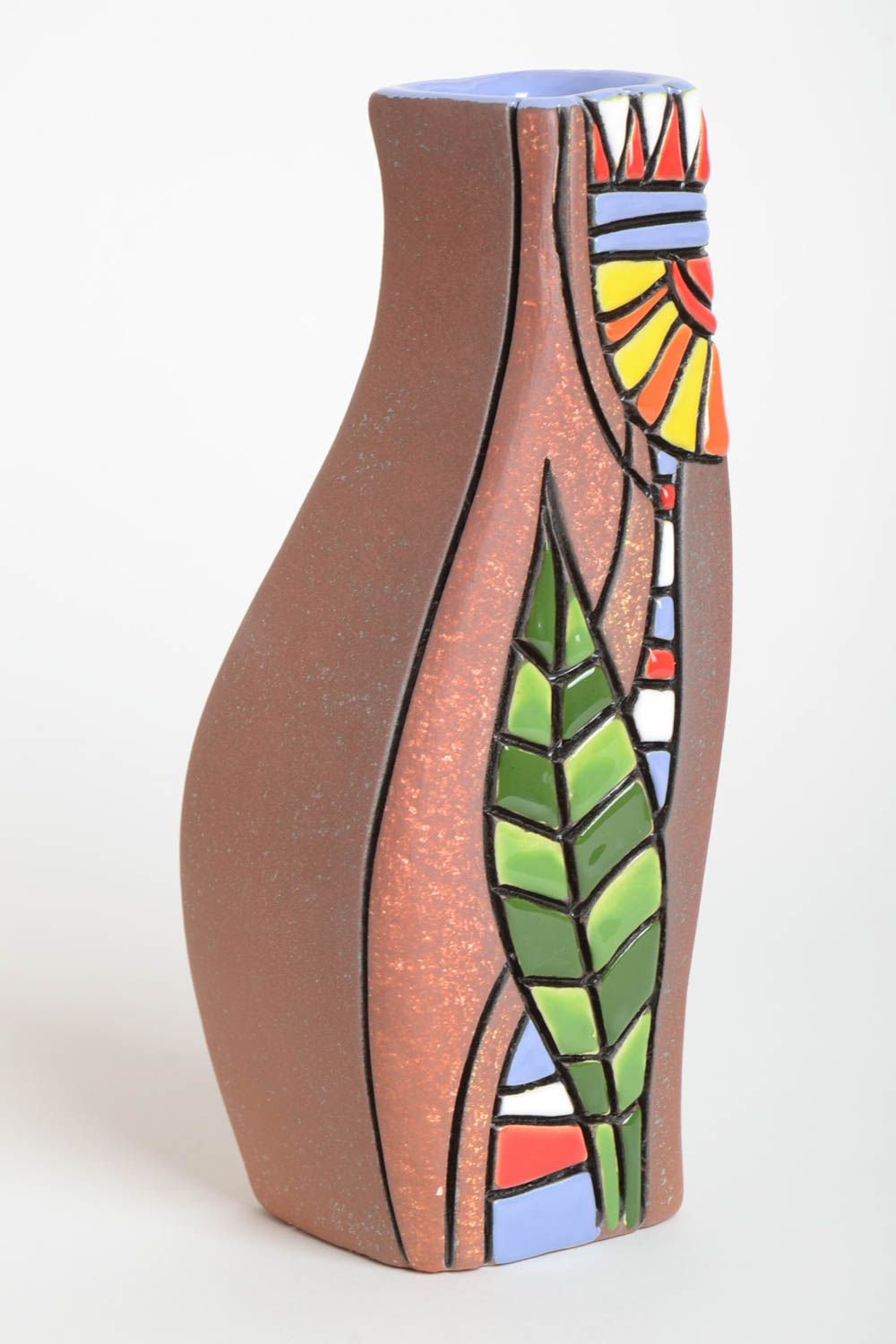 Vase argile fait main Déco maison multicolore design de créateur Cadeau original photo 2