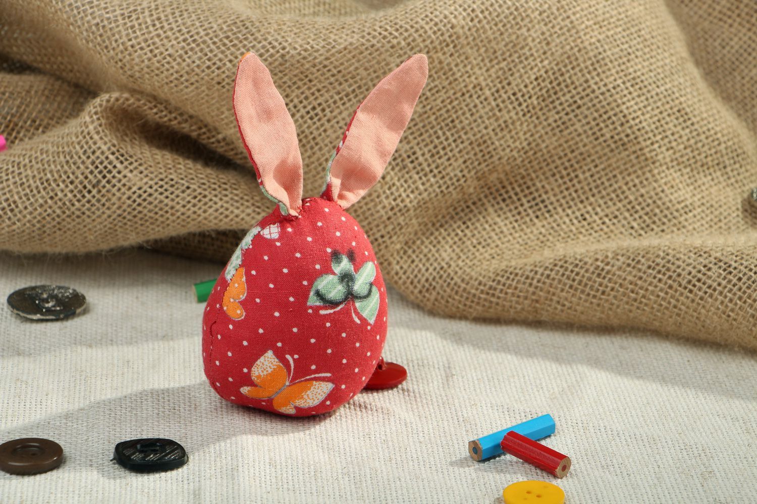 Handmade fabric toy Hare photo 5