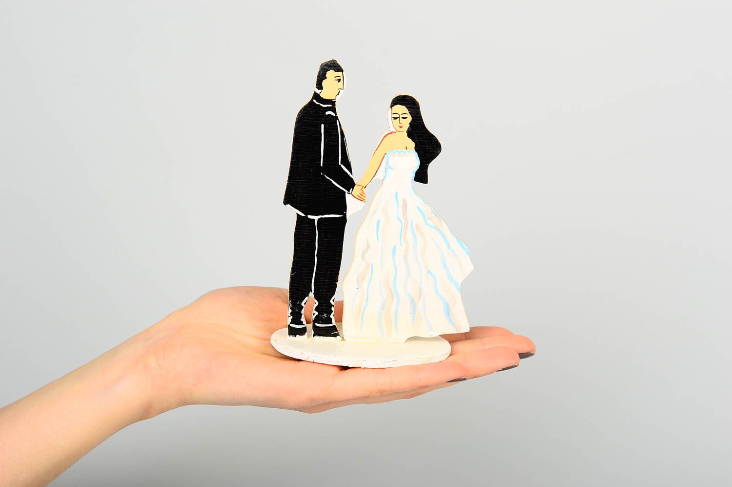 Statuette en bois fait main Figurine décorative Jeunes mariés Déco mariage photo 2