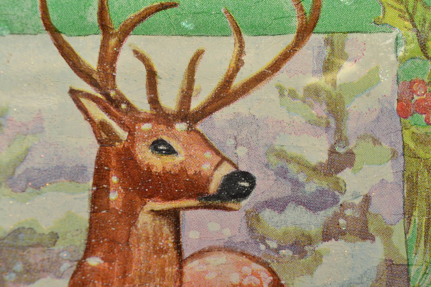 Decoupage plate for decor Deer photo 4