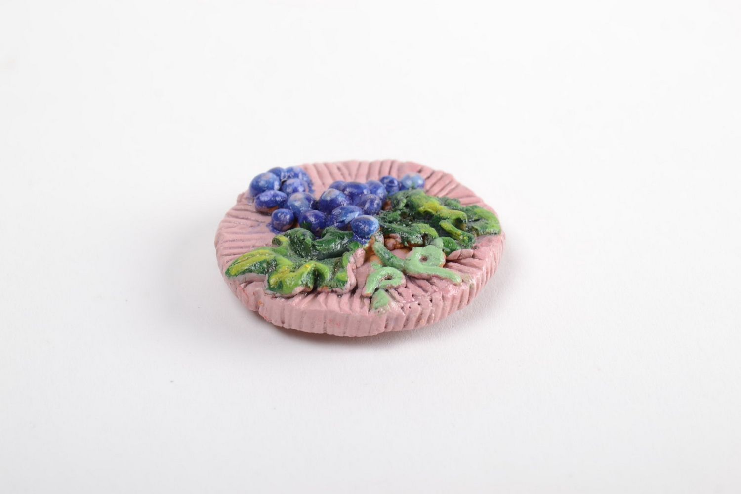 Dekorativer schöner runder Kühlschrankmagnet aus Ton mit Farben bemalt handmade foto 5
