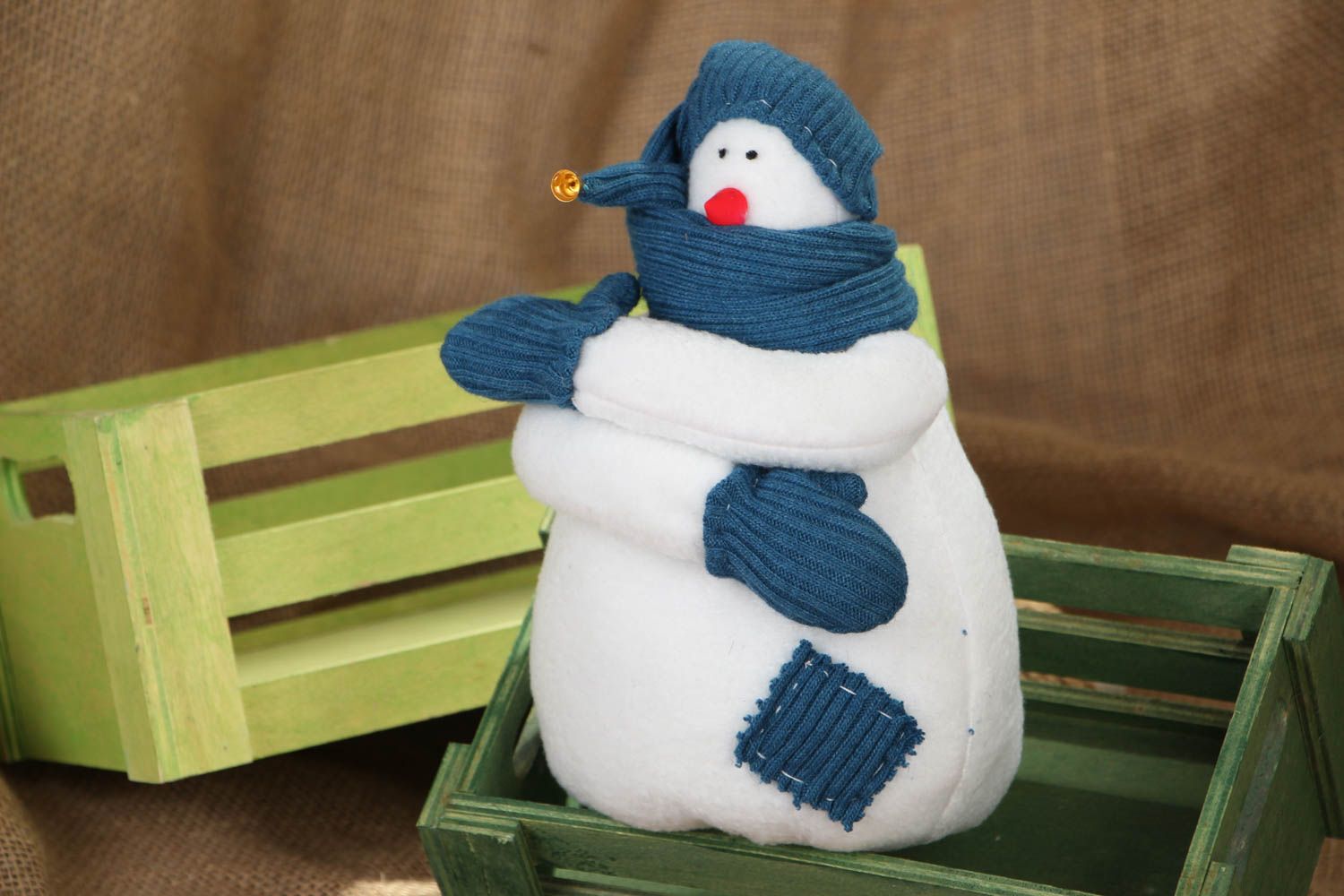 Игрушка снеговик из флиса фото 5
