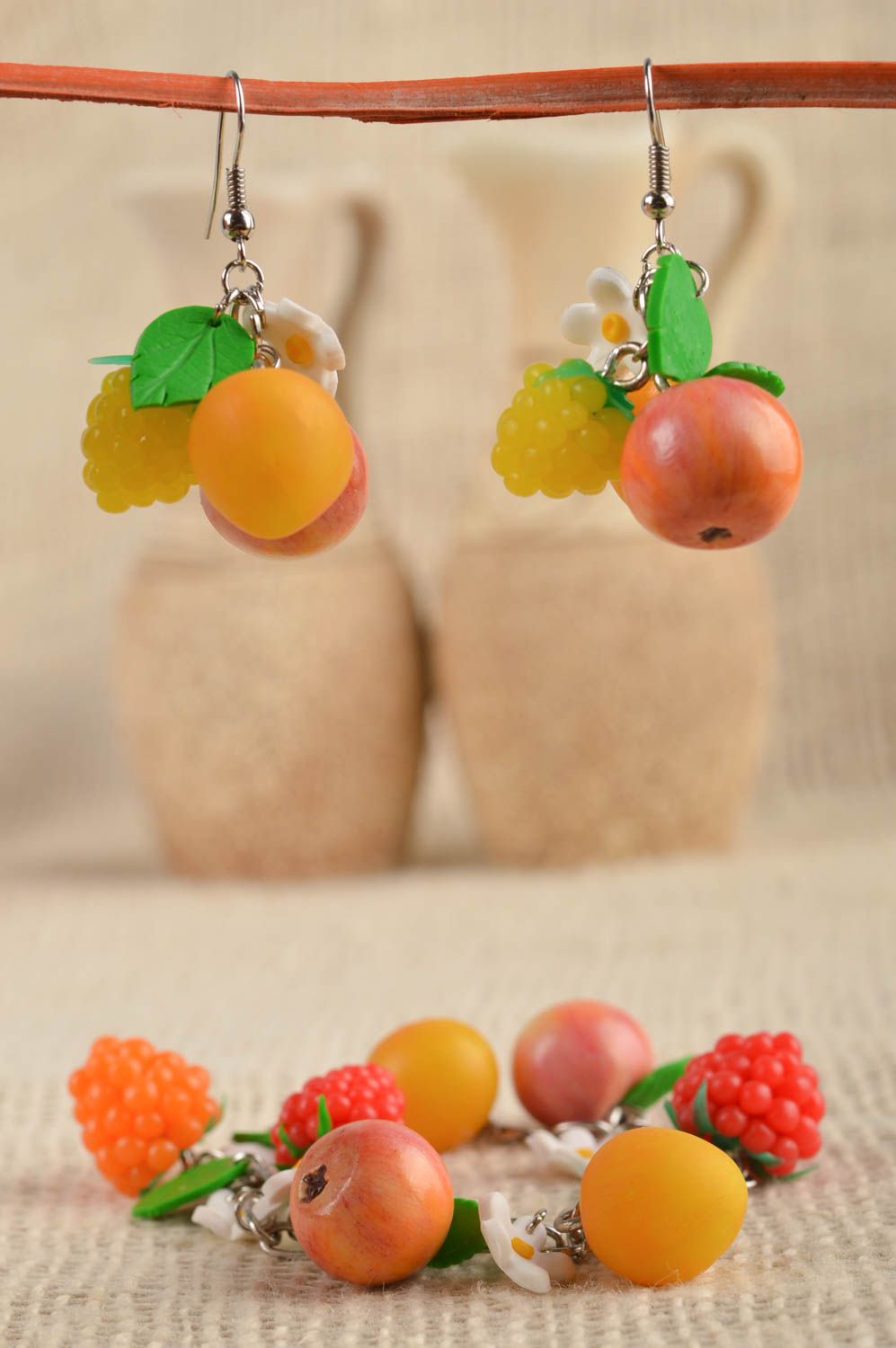 Handmade fruit shape charms girl's bracelet and earrings photo 2