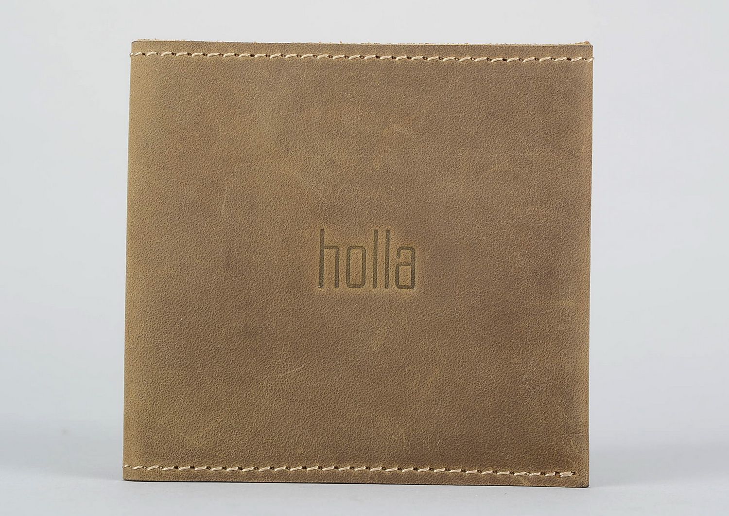 Wallet made from natural beige leather photo 2