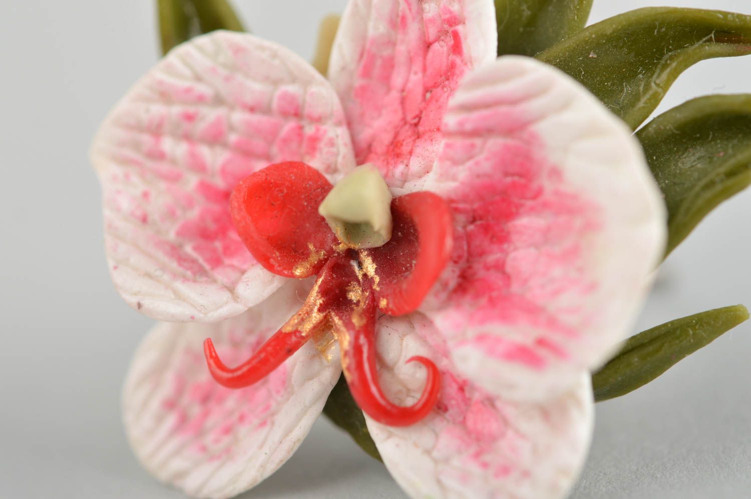 Bague orchidée Bijou fait main pâte polymère réglable Cadeau pour femme photo 5