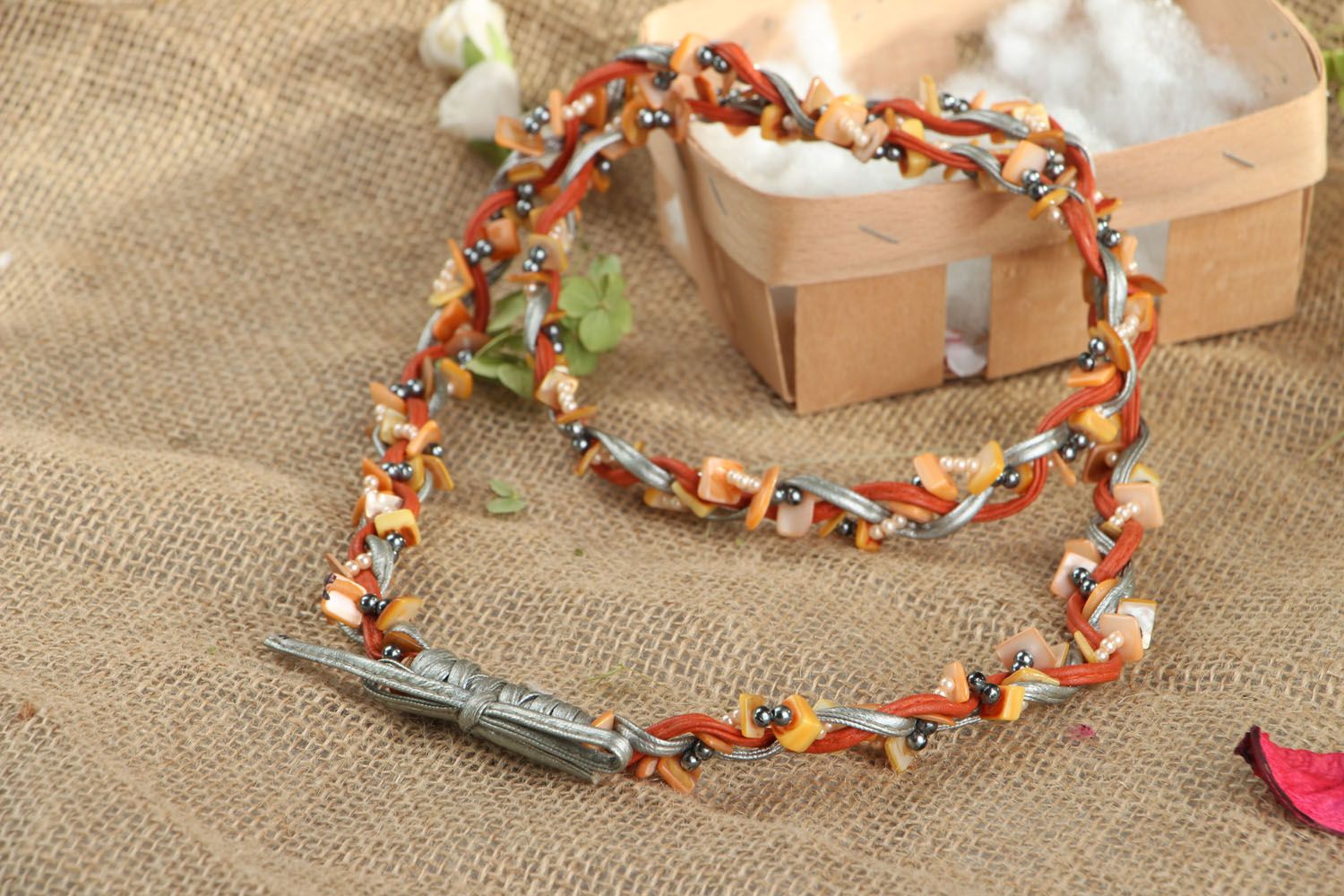 Long handmade bead necklace photo 5