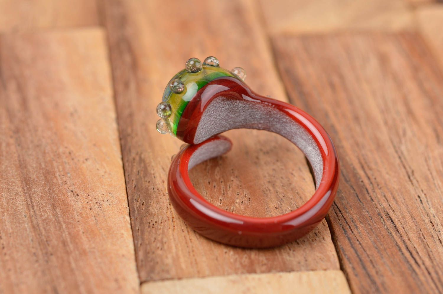 Handmade Ring aus Glas Damen Schmuck Accessoire für Frauen Glas Schmuck modisch foto 4