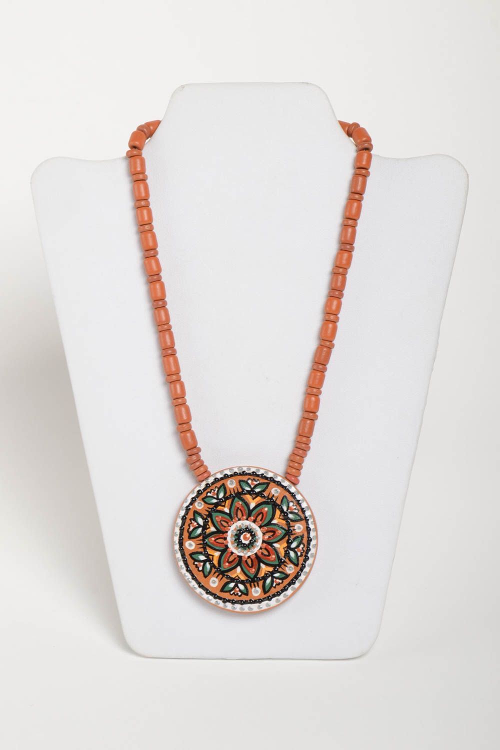 Handmade necklace pendant necklace ceramic jewelry ethnic jewelry gift for mom photo 2