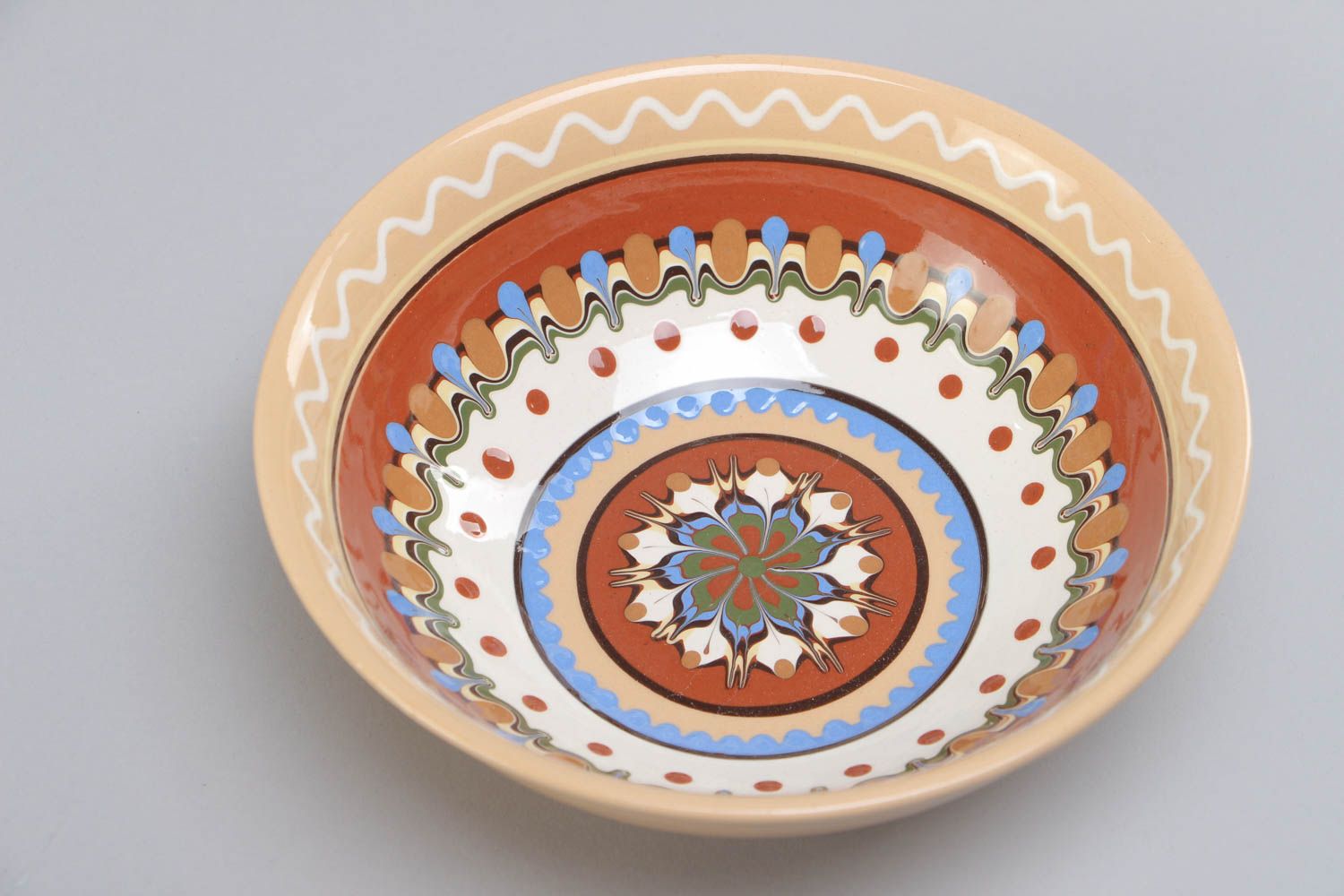 Beautiful handmade designer ceramic bowl painted with color glaze photo 2
