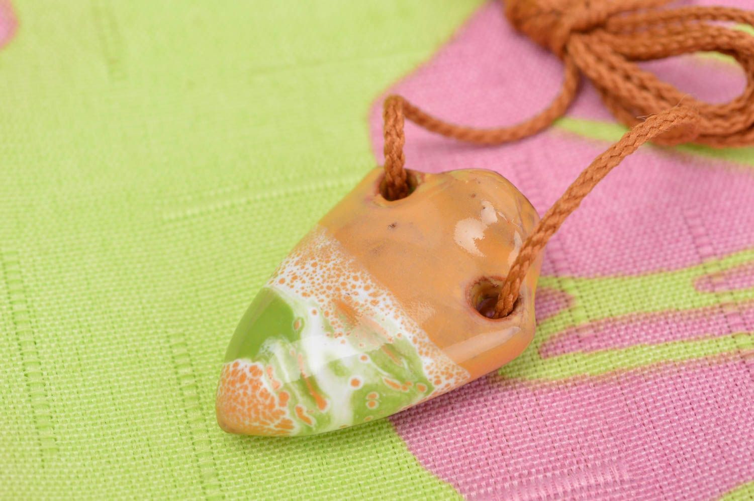 Handmade pendant designer aroma pendant clay jewelry unusual accessory photo 1