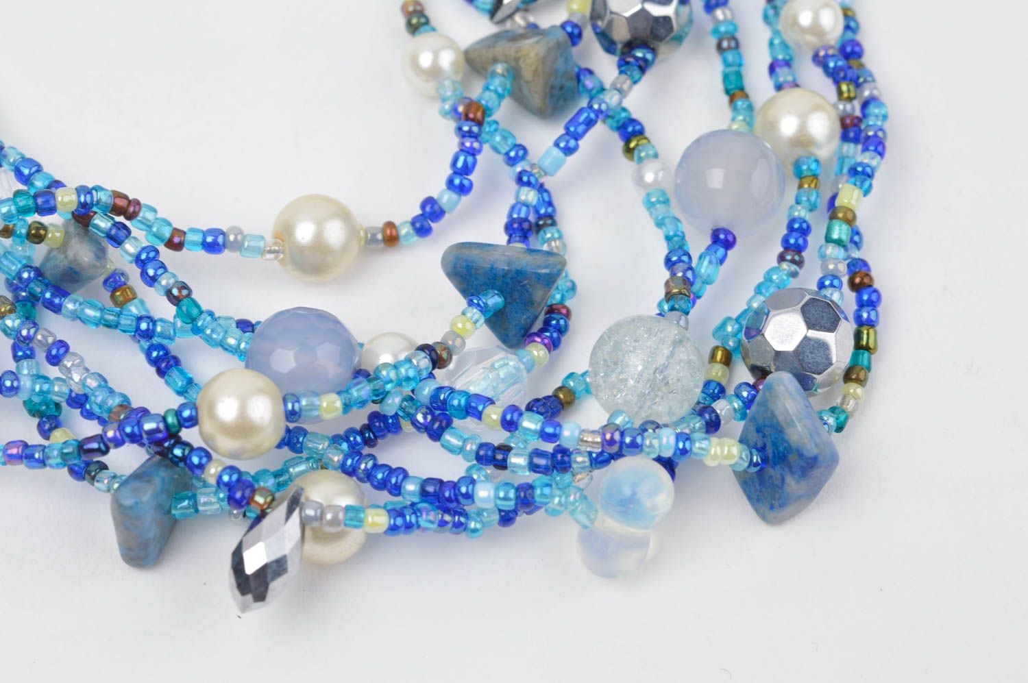 Blaue Glasperlen handmade Damen Halskette Halsschmuck für Damen Schmuck Collier foto 4