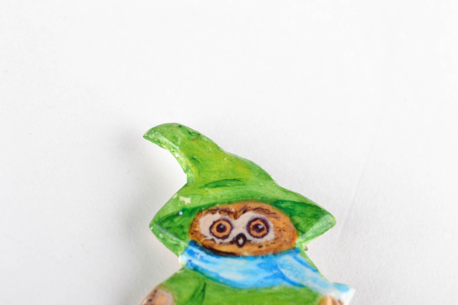 Bright polymer clay brooch badge Owl photo 2