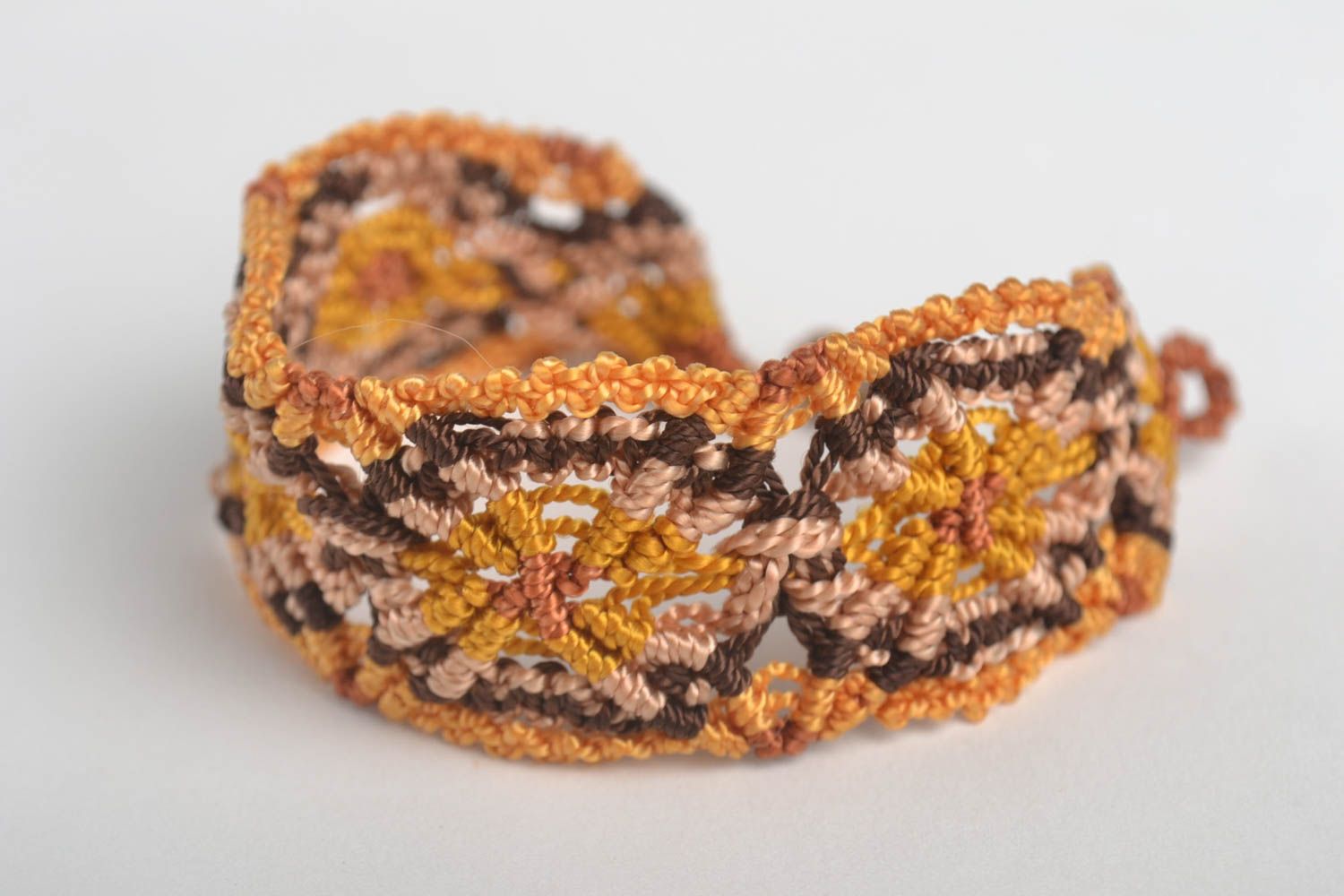 Модный браслет ручной работы браслет из ниток широкий плетеный браслет желтый фото 2