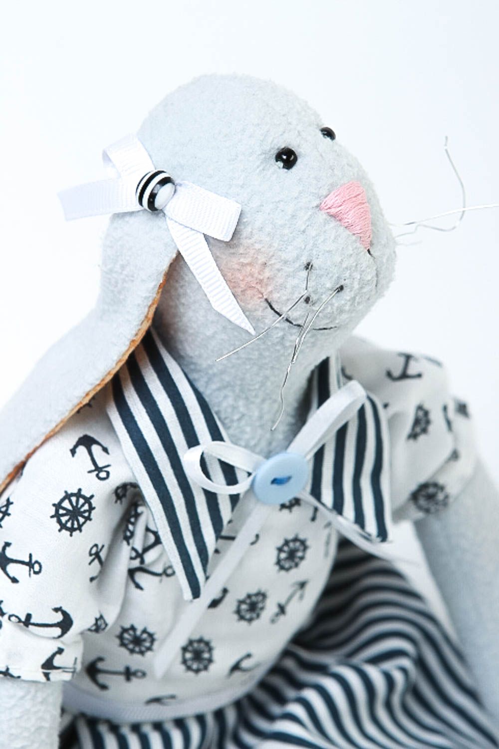 Авторская игрушка ручной работы стильный подарок игрушка заяц из ткани милая фото 3