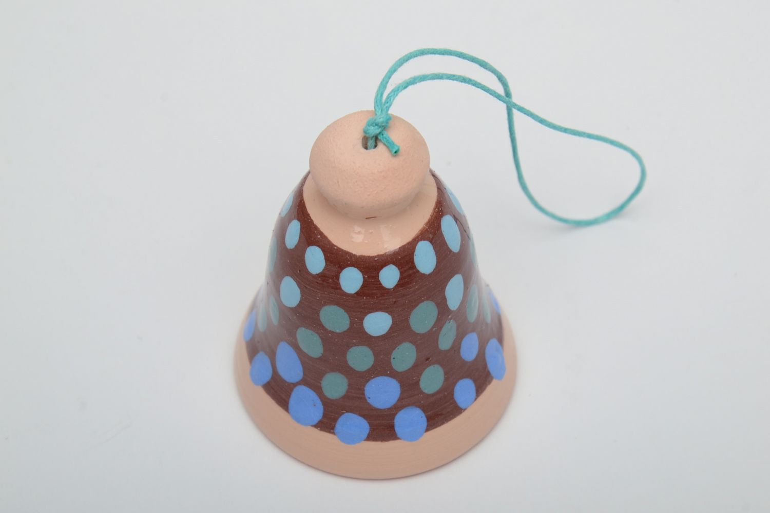 Handmade clay bell painted with color enamels Polka Dot photo 3