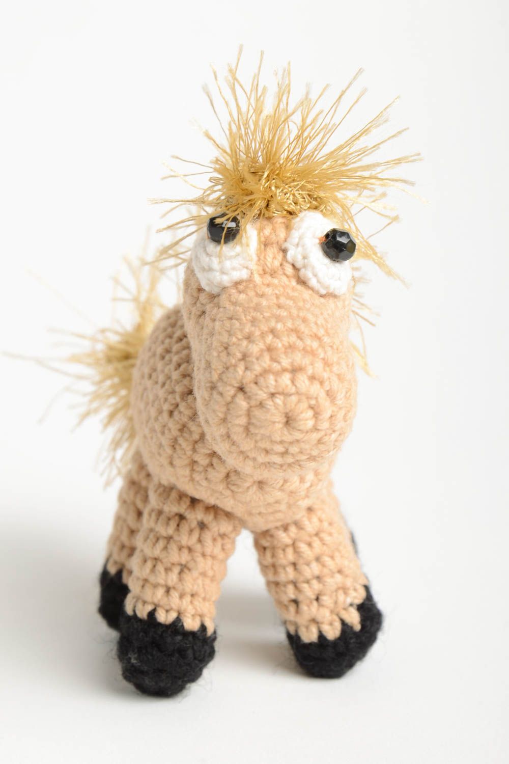 Peluche cheval faite main Jouet tricoté en coton au crochet Cadeau pour enfant photo 2