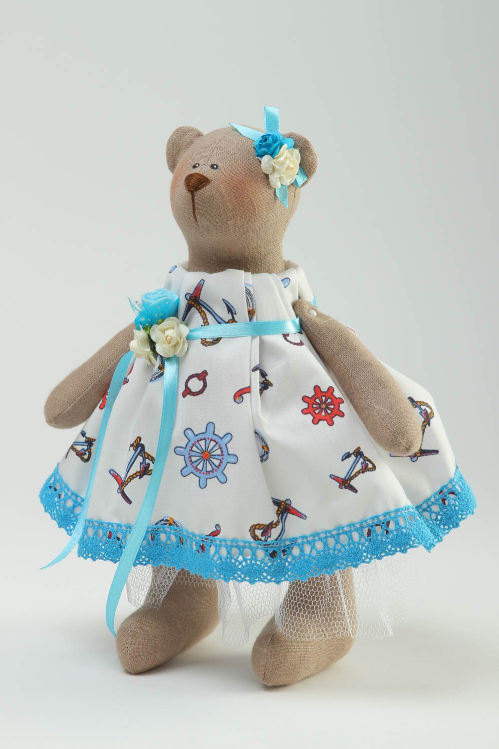 Juguete artesanal muñeca de peluche con abalorios regalo original Osa de algodón foto 2