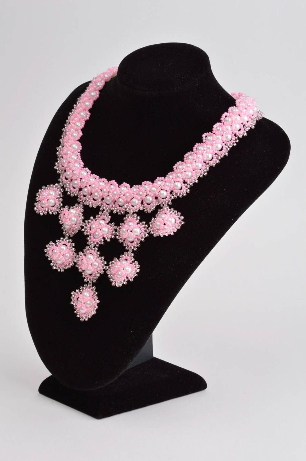 Schmuck Halskette handgemachter Schmuck Accessoire für Frauen Damen Collier rosa foto 1