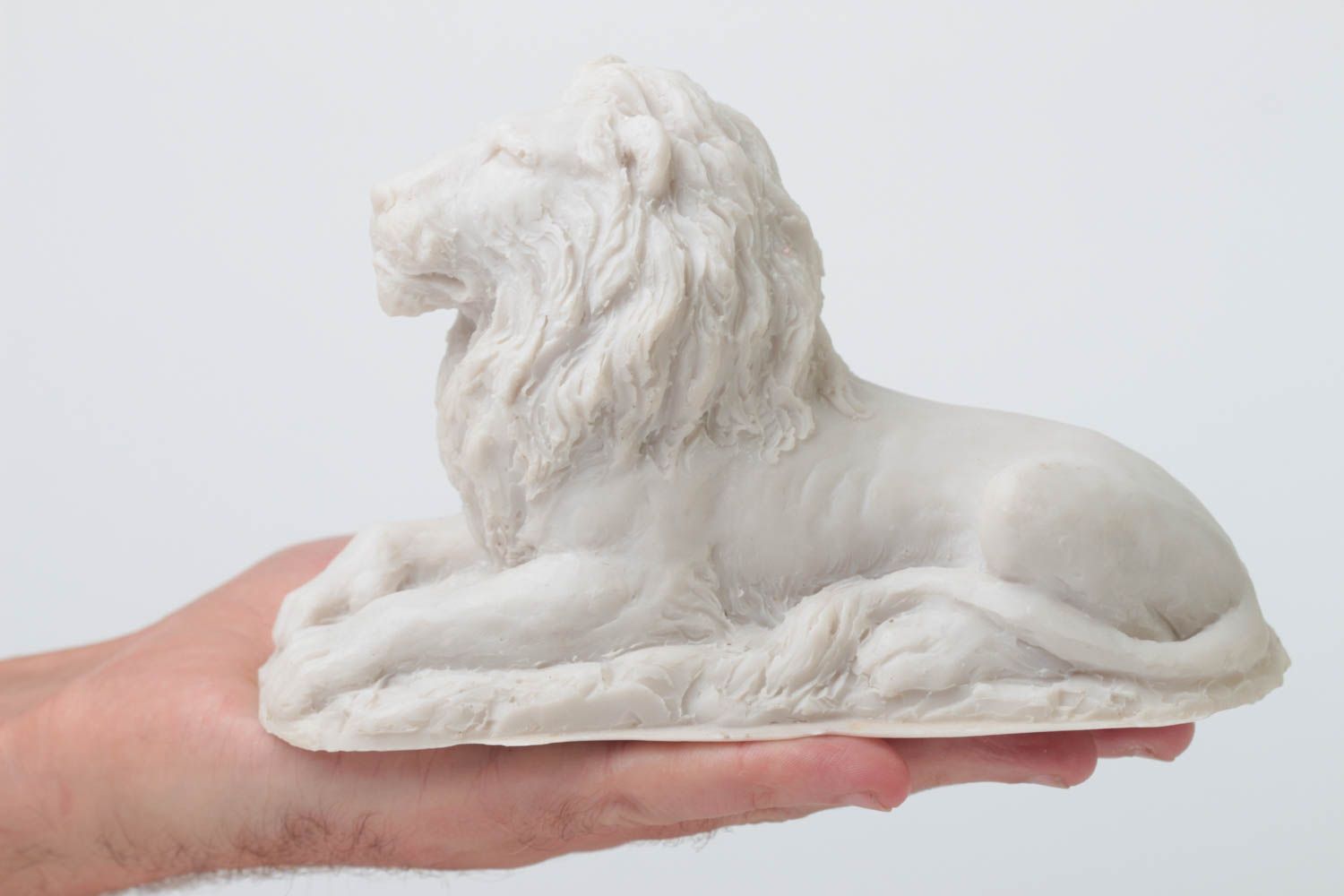 Figurine lion fait main Objet à décorer Cadeau original en marbre et résine photo 5